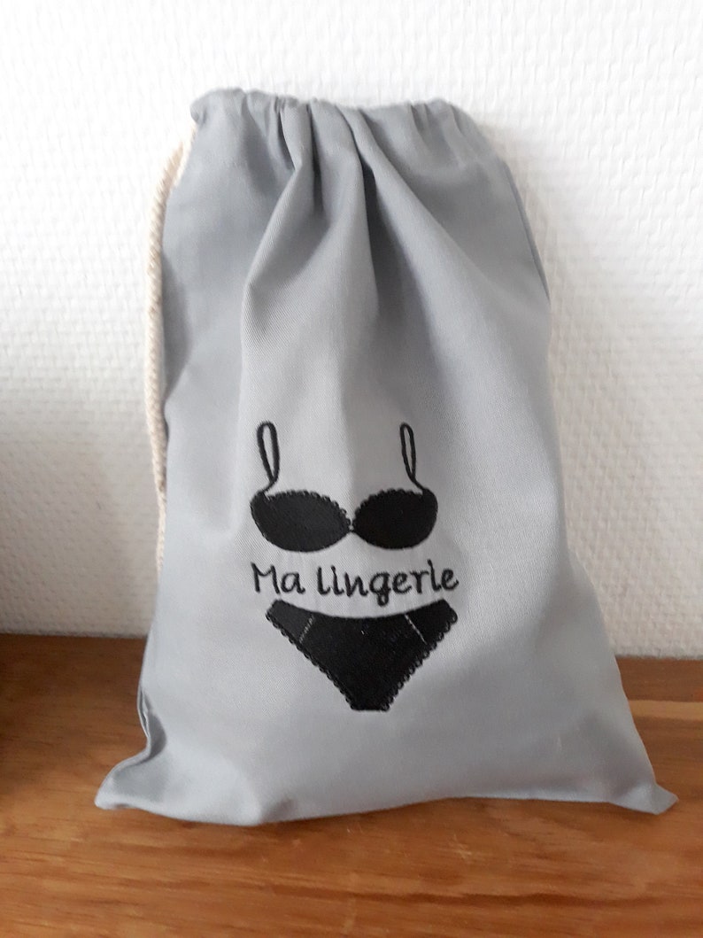 Sac rangement pochette lingerie coton brodé personnalisable, organiseur valise objectif zéro déchet imagem 4