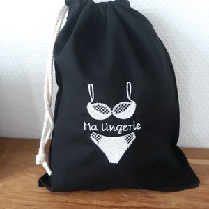 Sac rangement pochette lingerie coton brodé personnalisable, organiseur valise objectif zéro déchet image 3