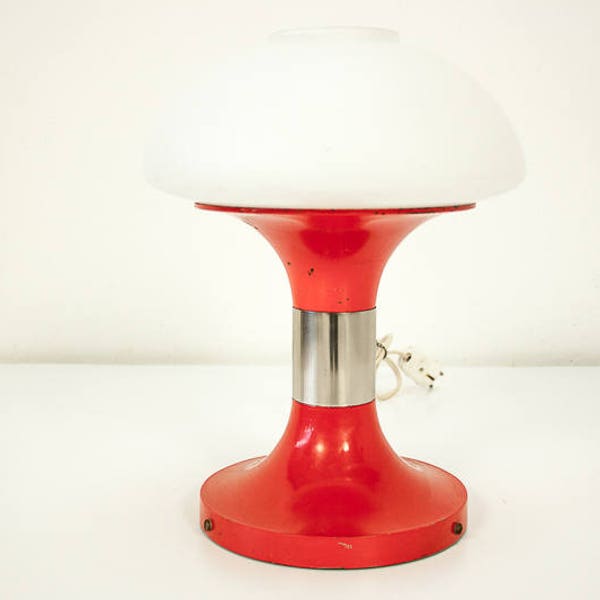 Vintage table lamp metal and glass, design retro