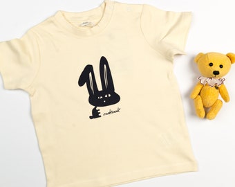 Coton bio de bébé T-Shirt avec pression de lapins mignons de troupeau moelleux, babykleidung unisexe, naissance cadeau bébé