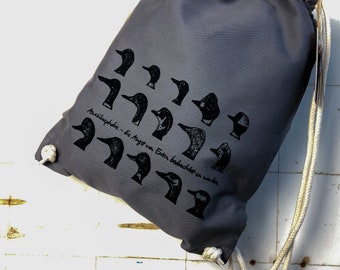 Duck Phobia humor sturdy organic cotton canvas gymsac for shopping, sport bag, fun graphic, gift for chrismas bag gray backpack