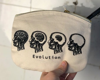 Evolution cosmetic bag out of organic cotton canvas make up bag, accessory case, pencil case, zipper pouch, toiletry storage, clutch