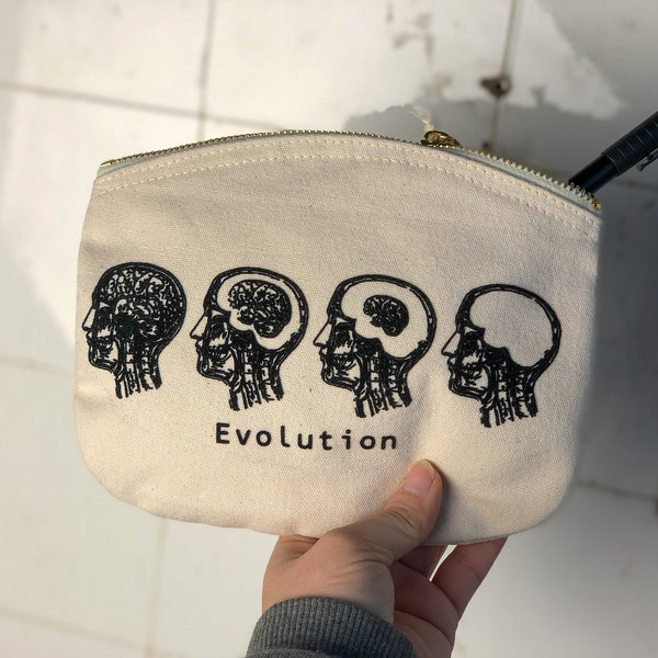 Evolution cosmetic bag out of organic cotton canvas make up bag, accessory case, pencil case, zipper pouch, toiletry storage, clutch
