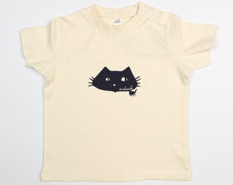 Great baby shower gift,  organic cotton baby shirt with cute cat print