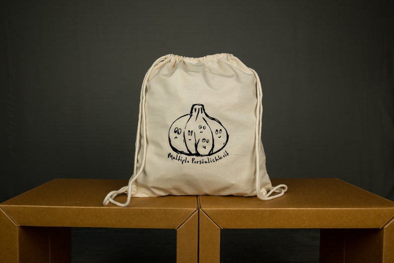 Garlic cotton canvas sack bag for shopping drawstring bag for image 2