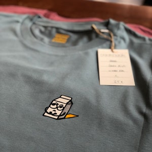 Angry Milk carton T-Shirt for men organic tee shirt printed graphic mens tee citadel blue