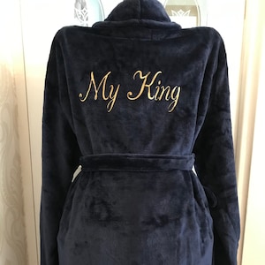 Mens Personalised Embroidered Non Hooded Dressing Gown, Mens embroidered Robe, Wedding gift, Birthday Gift