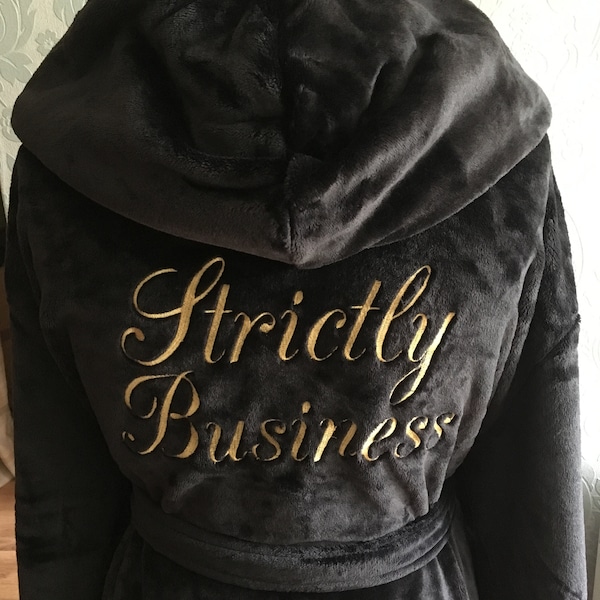 Mens Personalised Hooded Dressing Gown, Mens Robe, Embroidered, Mens Gift