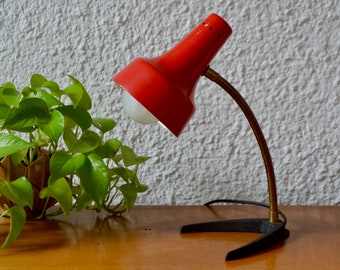 Lampe de bureau cocotte 70s Vintage/Vintage Noir/Rouge/Rouge Métal