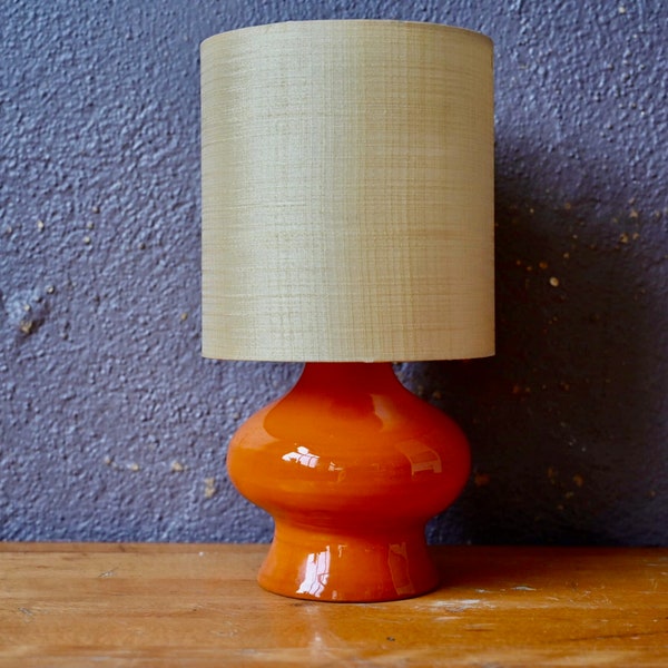 Lampe de table vintage rétro  pop céramique orange années 60 antic french deco table lamp