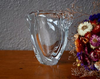 Jarrón de la Manufactura de Sèvre, cristal grueso y transparente, estilo artesanal vintage y boho