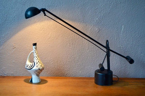Lampe De Bureau Vintage En Bois Peint Et Métal - Abat-jour - Style Rétro