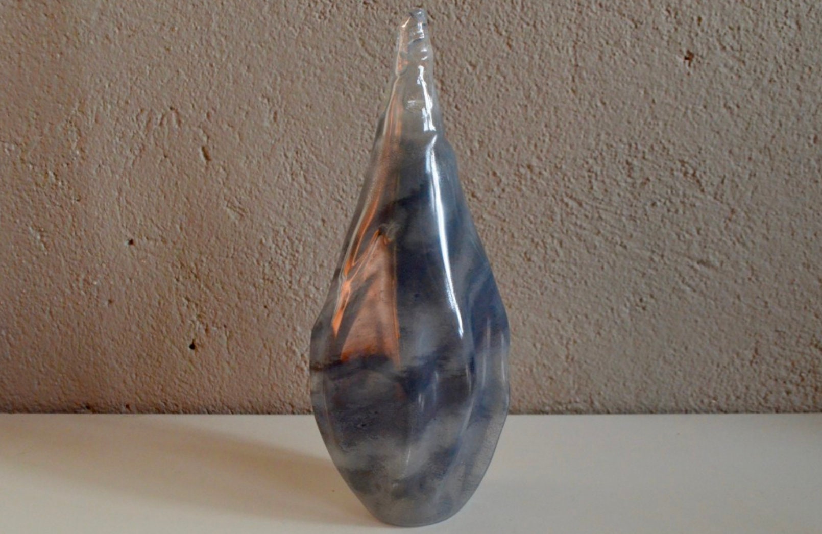 Vase en Verre Soufflé Artisanal Artistique Vintage Signé Déco Bohème Art Verrier Blown Glass Vase Fr