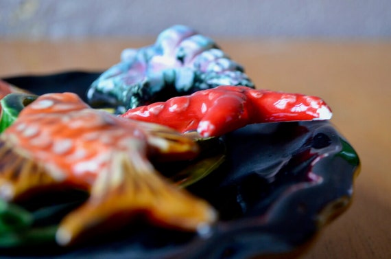 Lot de 6 assiettes poissons en céramique - Sarreguemines