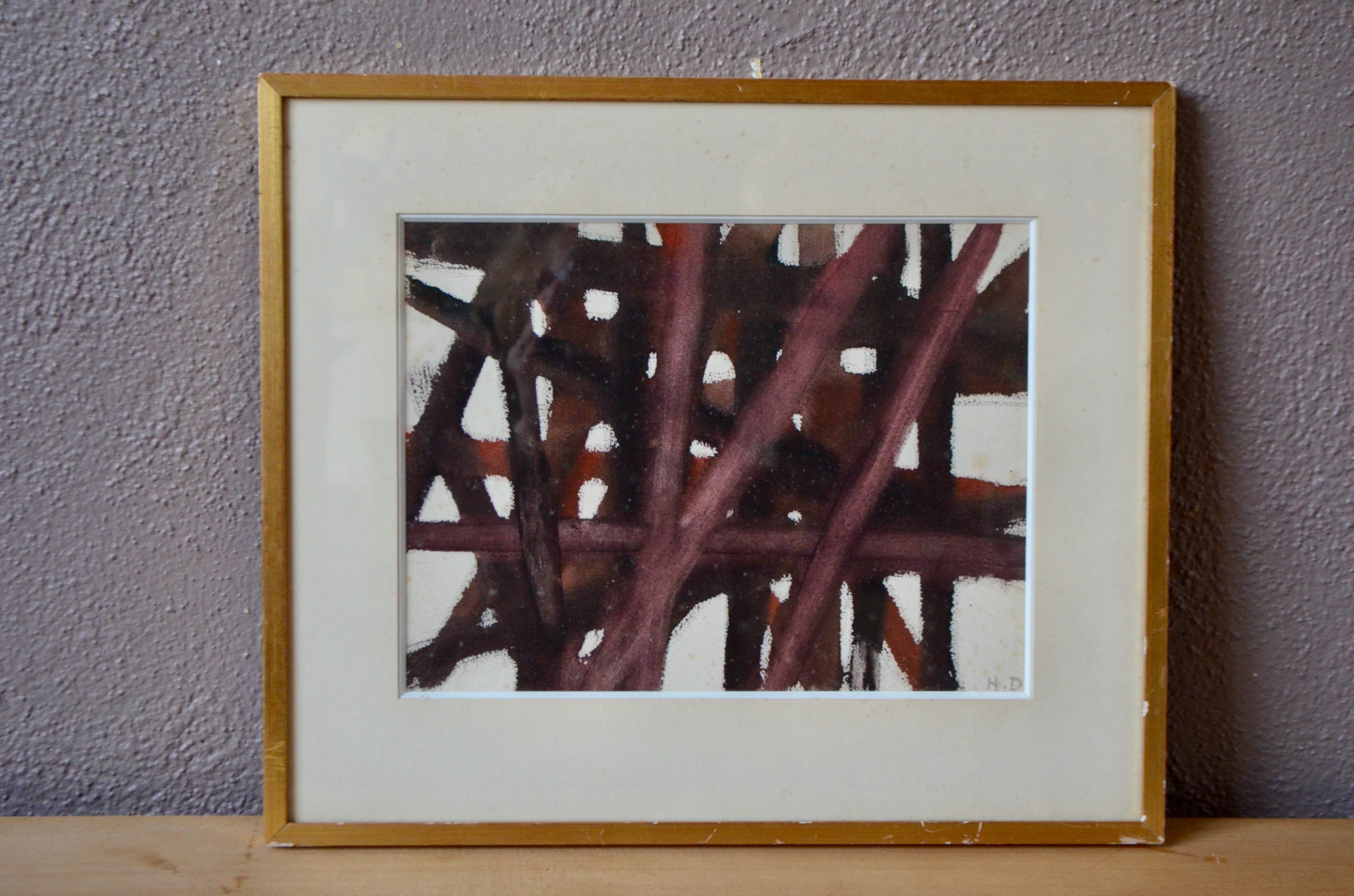 Tableau Nocturnes» H. Doll Peinture Style Vintage Abstraction Décoration Murale