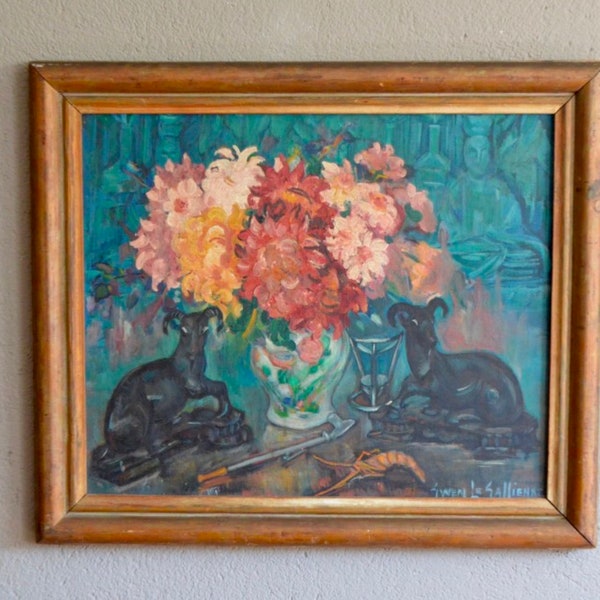 Flowers & still life Gwen Le Galienne avant garde art déco montparnasse année 1920 1930 bohème french oil painting bohemian deco