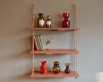 Vintage wall shelves hanging wooden ladder