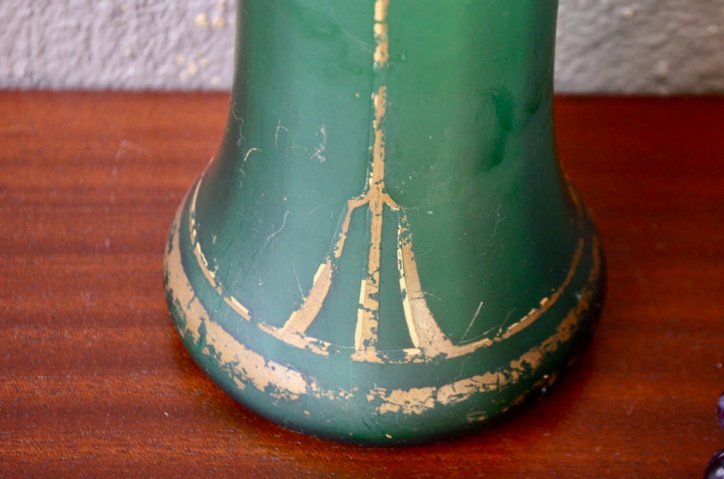 ♦西洋アンティーク 扁壺双耳 ガラス花瓶 アールヌーボー ？フランス 骨董品 ♢西洋アンティーク 扁壺双耳 ガラス花瓶 アールヌーボー