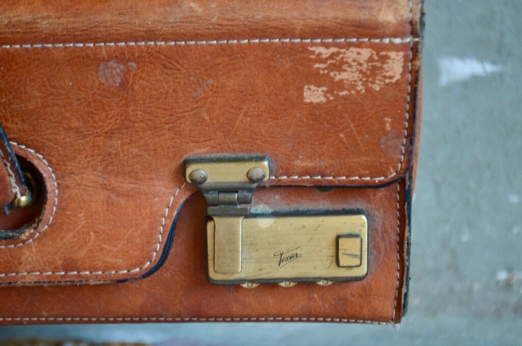 Sac Main Vintage En Cuir Texier - Marron - Fait Main En France - Sacoche D'occasion Authentique