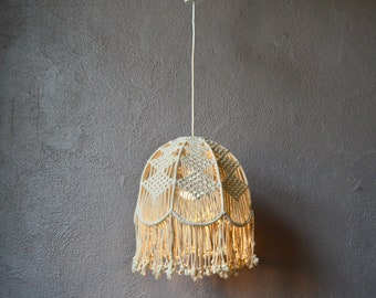 Chandelier lamp or suspension in macramé vintage style boho and shabby chic