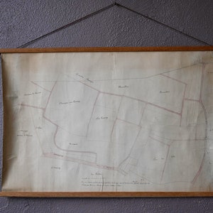 Plan ancien les chemins de M. Deschamps décoration murale carte ancienne bohème et campagne chic