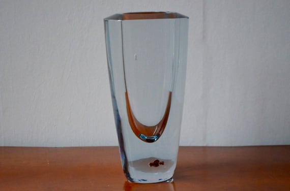 Vase Scandinavian Crystal Strombergshyttan Sweden Antique Etsy
