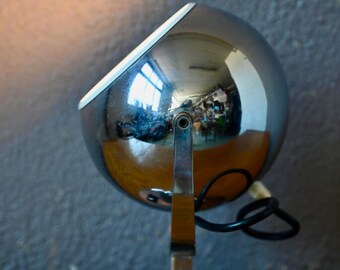 Lampadari Reggiani - Lampe - Lampe à Globe Eyeball, époque Spatiale Des Annees 60 70 Metal Laque Orange Plastique