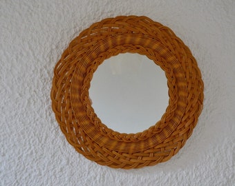 Mirror boho round wicker vintage wall decoration