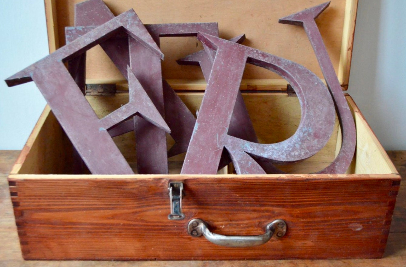 Trade Vintage Retro Metal Sign Letter Logo 60s Patina Indus Etsy