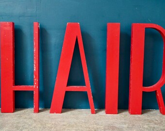 Huge Letters wooden sign vintage trade hair salon H A I R
