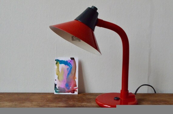 Vintage Aluminor French Red Desk Lamp Etsy