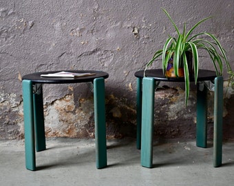 Pair of Stools by Bruno Rey for Dietiker Swiss design signed Minimalist Modernist Scandinavian