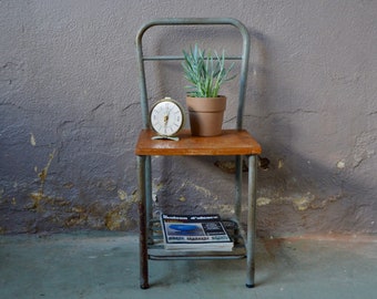 Modernist bedside table metal wood vintage retro
