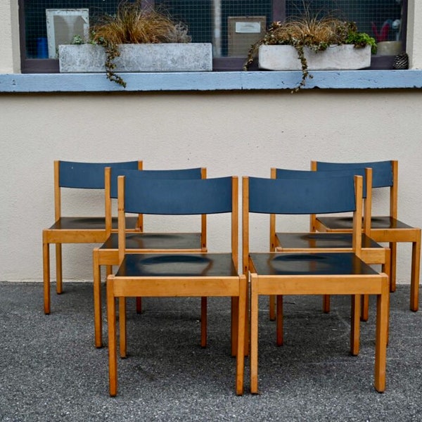 Lot de Chaises  bicolore 4 / 6 / 10 vintage scandinaves en bois clair pour bistrot cuisine restaurant open space...