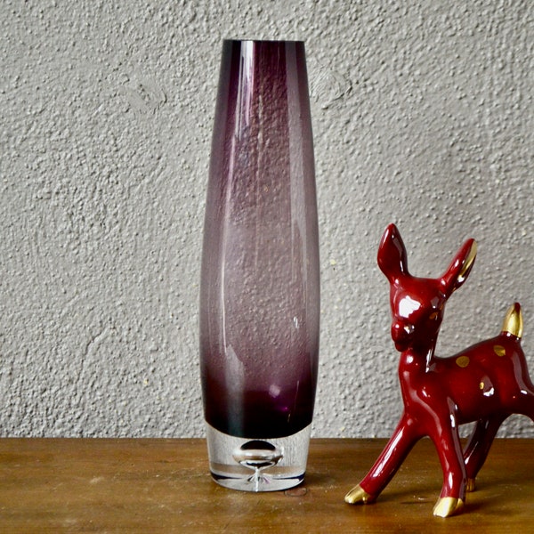 Vase violet vintage et bohème en verre de Murano