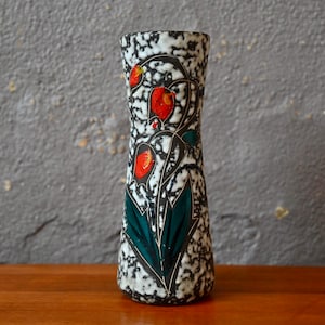 Diabolo shaped tulip vase Scheurich Scandinavian vintage design Fat Lava