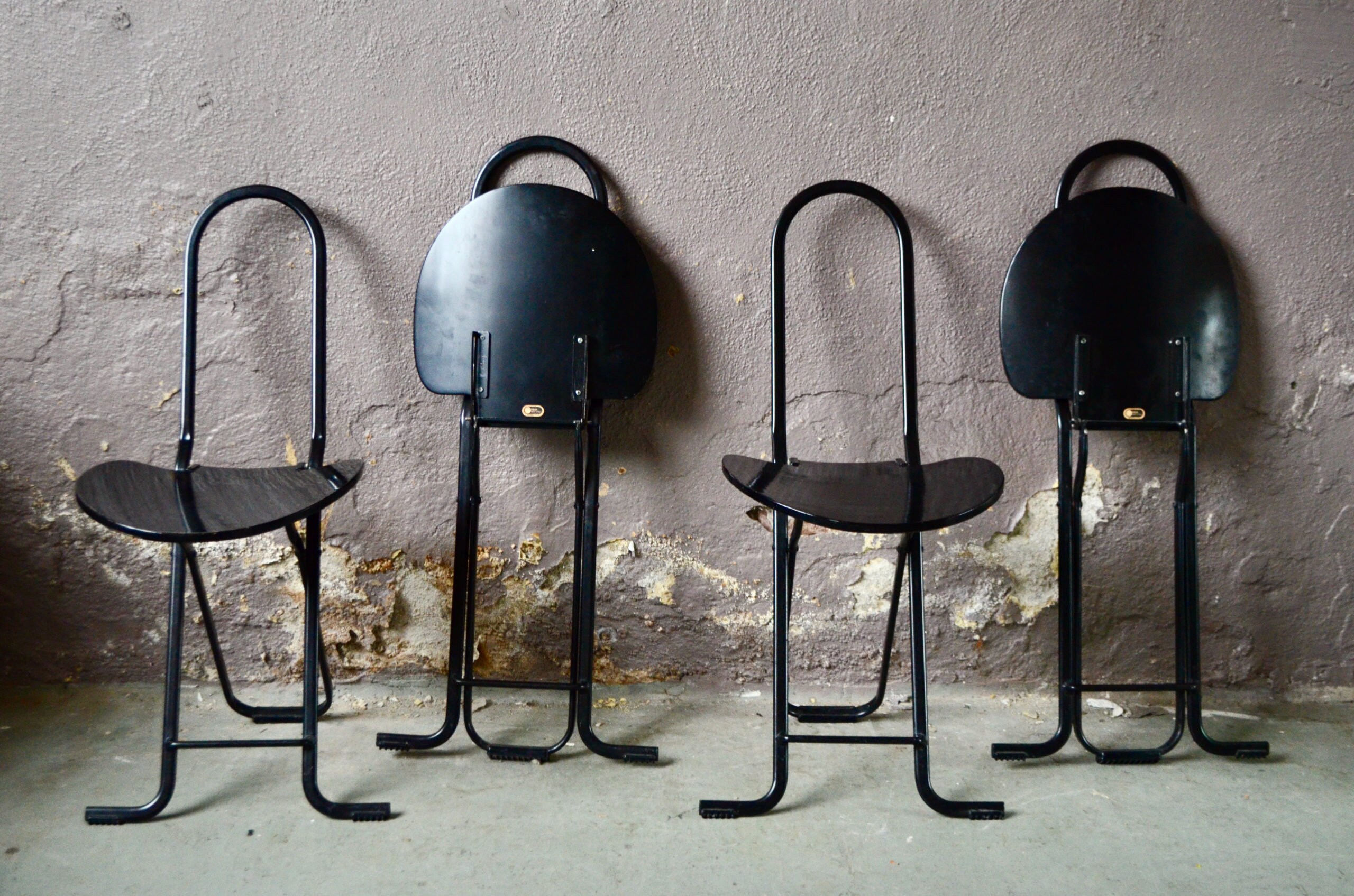 Set de 4 Chaises Daphné Gaston Rinaldi Pour Rima Design Italien Style Vintage Minimaliste Lot Pliant