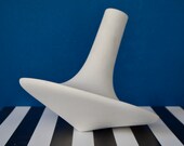 Vase toupie Italien en céramique blanche Italie 1980