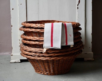 Antique farmhouse basket or wicker basket in boho farmhouse and country chic style, toy chest, laundry basket, possible lot