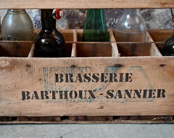 Caisse En Bois Brasserie Caulier - Casier à Bouteilles Bistrot Belge