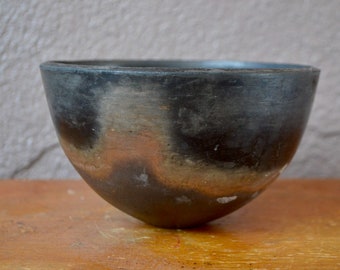 bowl or cup in clay sigillated ceramic empty pocket or cup vintage style wabi sabi and boho