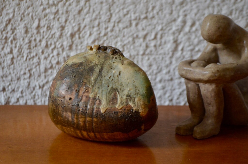 Vase en Grès Style Brutaliste Vintage