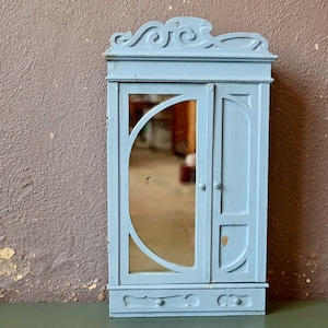 Children's toy doll cabinet old art nouveau cabinet medicine shelves bathroom storage makeup vintage boho and French
