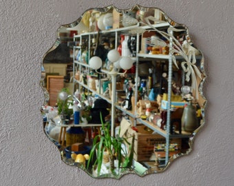 Grand miroir biseauté style vintage et bohème