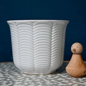 White earthenware cachepot, Söndgen Keramik, West Germany, 1960s