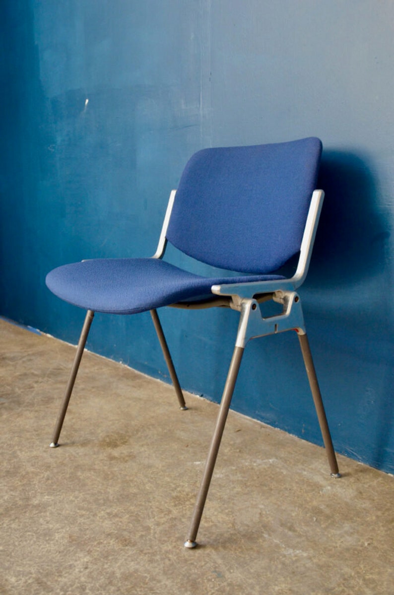 Chaise bleue DSC par Giancarlo Piretti pour Castelli, 1960s. Design Italien vintage et moderniste siège de cuisine ou de bureau image 8