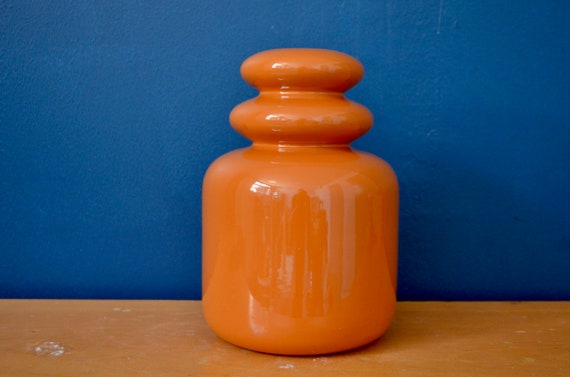 Grand vase Orange Italien au design minimaliste style moderniste space age et vintage