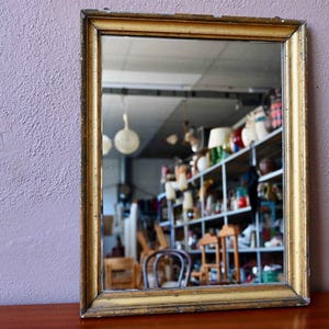 Antique French boho style rectangular gilded mirror