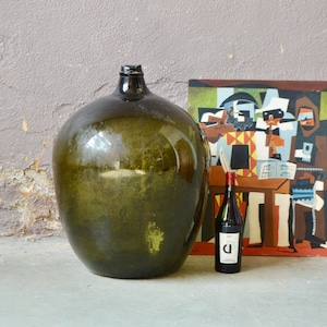 Very large Carboy called Dame Jeanne blown glass rustic and antique boho style XXXL