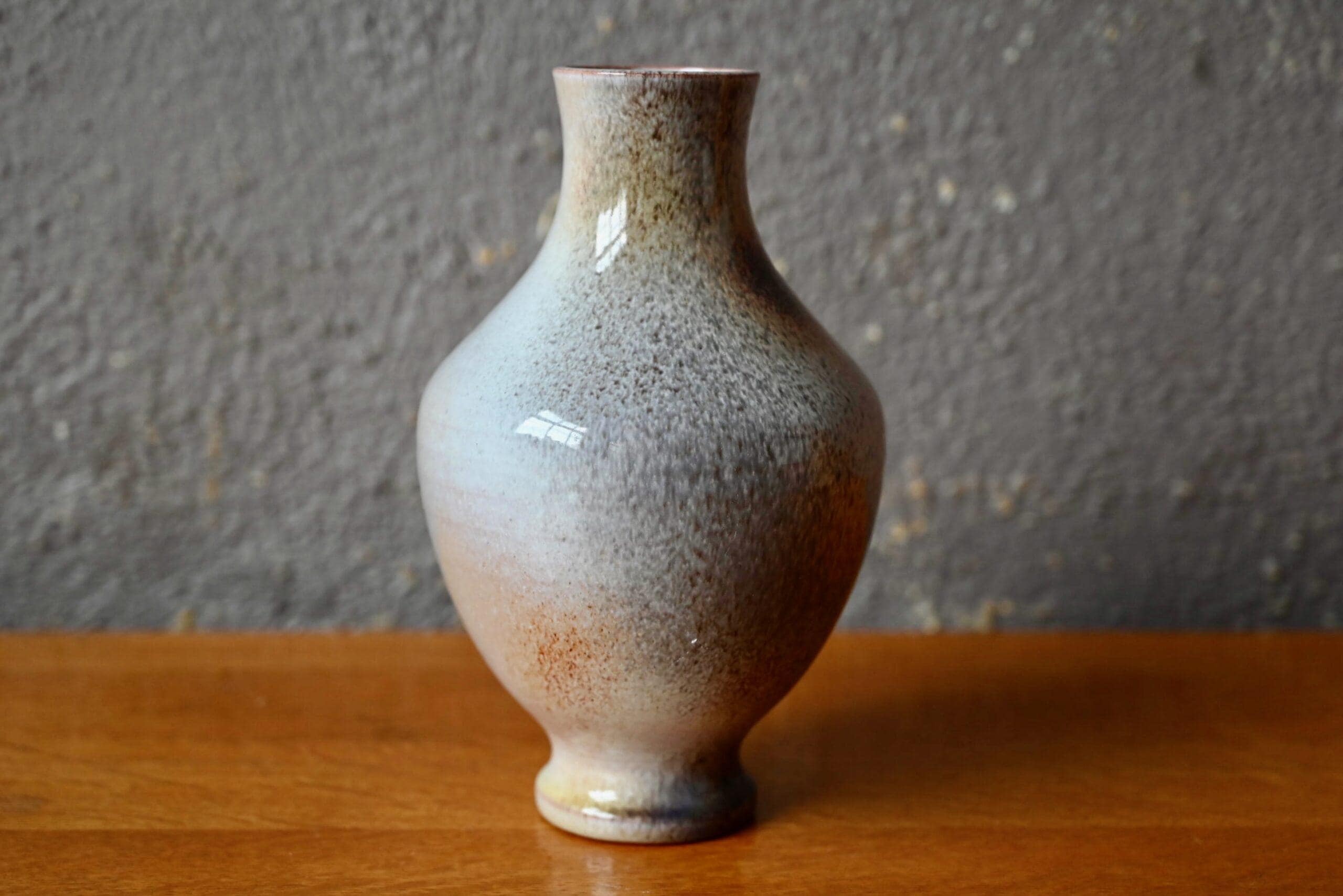 Vintage Speckled Gray Stoneware Vase Ernenwein Decoration France Alsace
